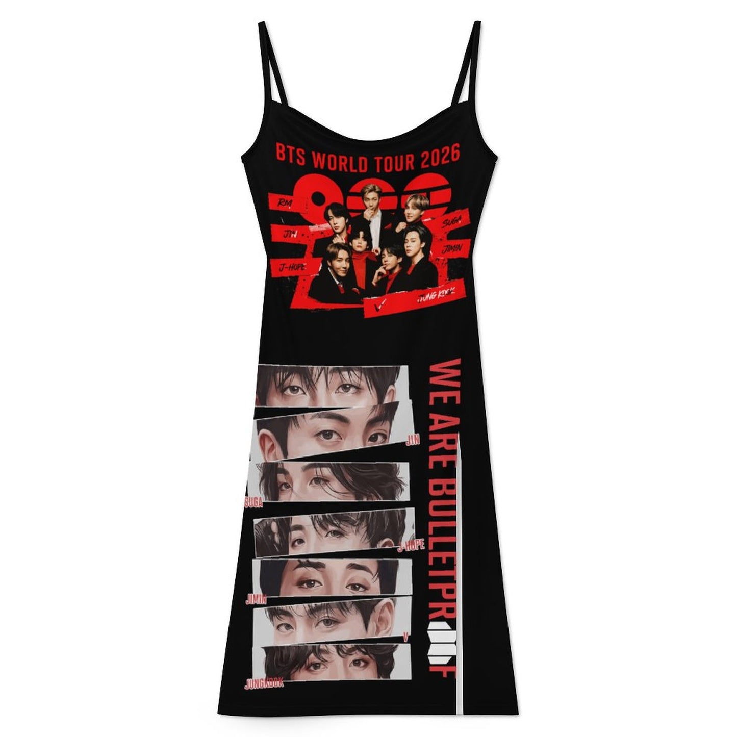 BTS Army 'We Are Bulletproof' Camisole Slit Maxi Dress | K-Pop Fan Merch