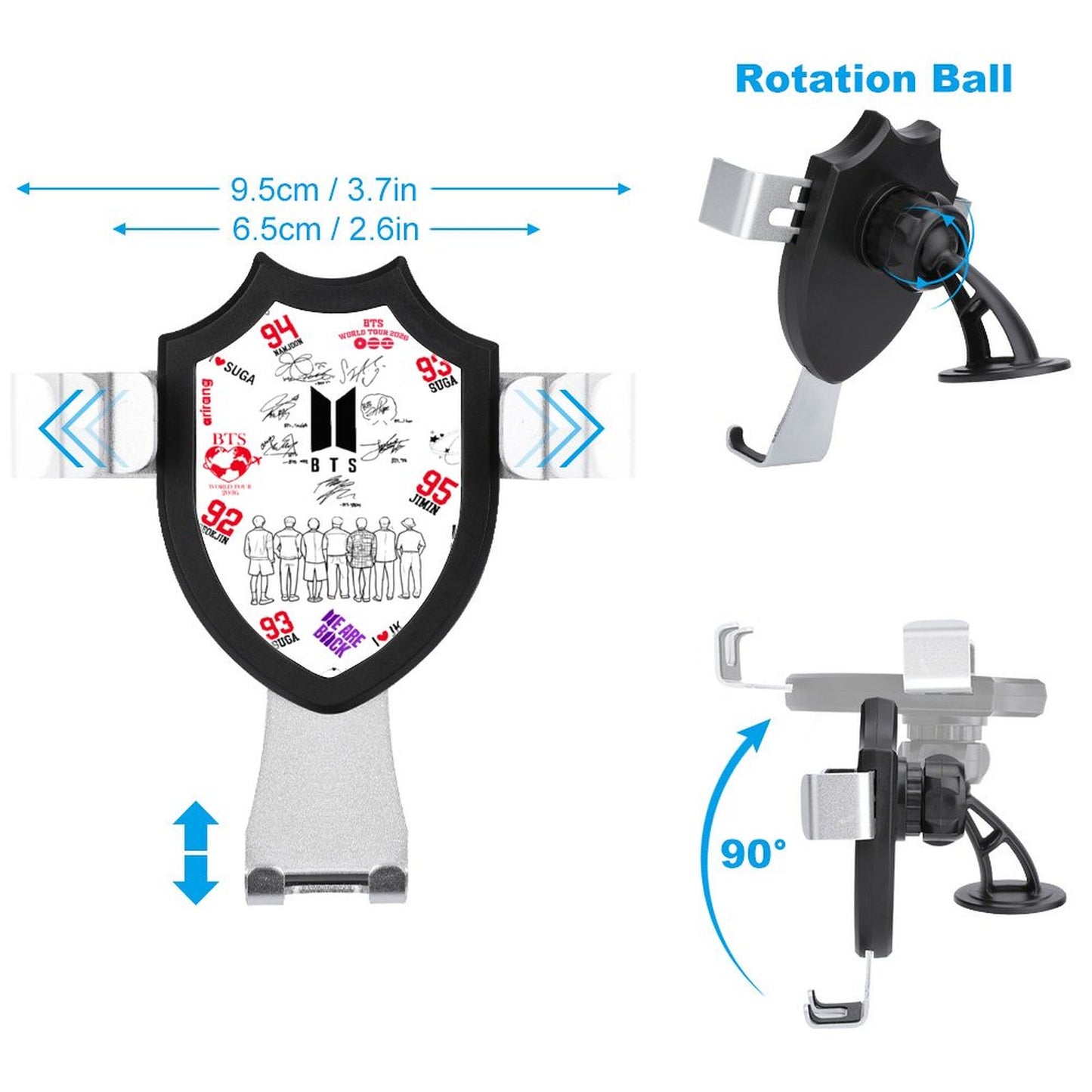 BTS ARMY "Borahae Purple" Custom Car Phone Mount | K-Pop Aesthetic Mobile Holder