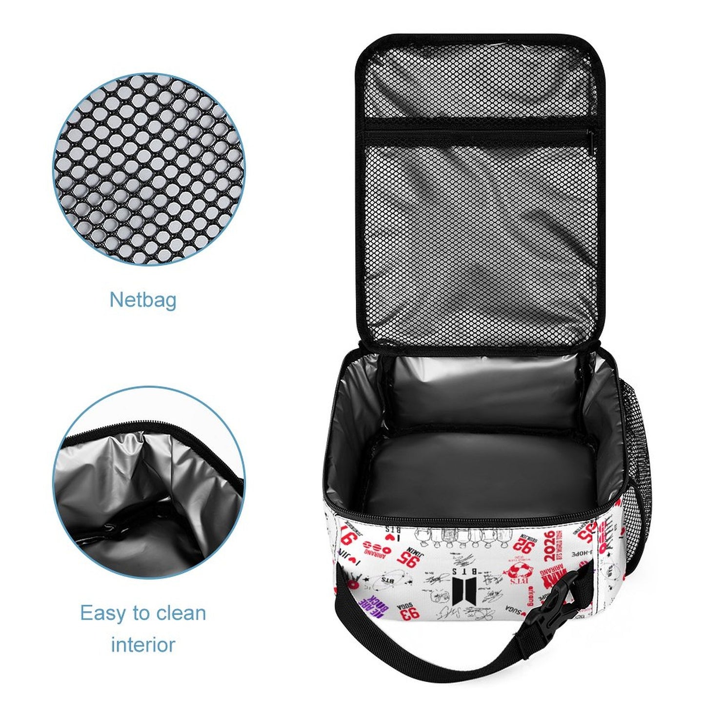 BTS ARMY "Borahae" 3-Piece School Backpack Set | K-Pop Aesthetic Travel Bag, Insulated Lunch Bag & Pencil Case