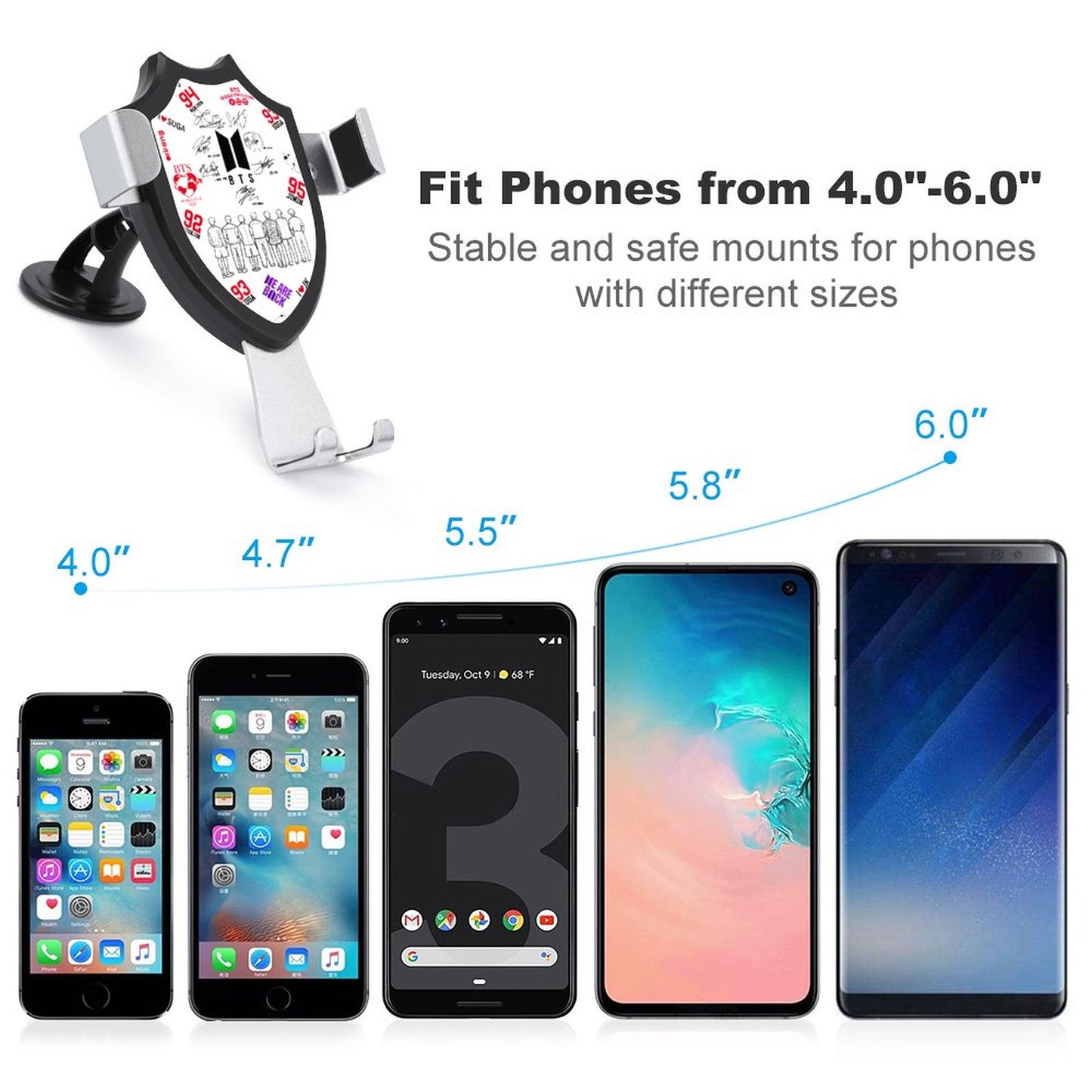 BTS ARMY "Borahae Purple" Custom Car Phone Mount | K-Pop Aesthetic Mobile Holder
