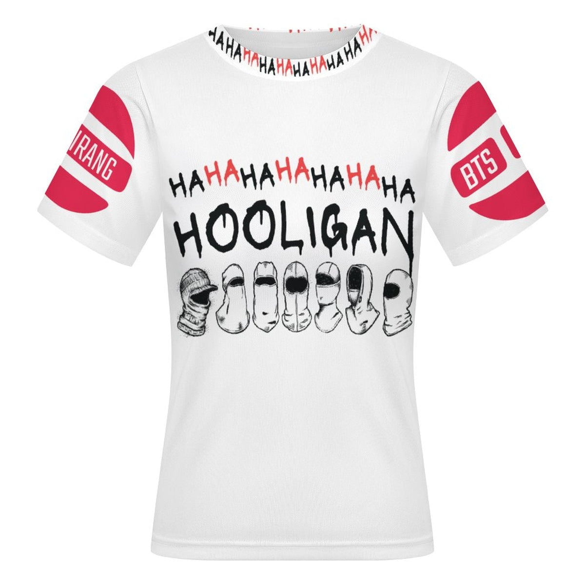 Clothing By Hot Takes Designs BTS World Tour Hooligan mesh t-shirt in white with red and black graphic print