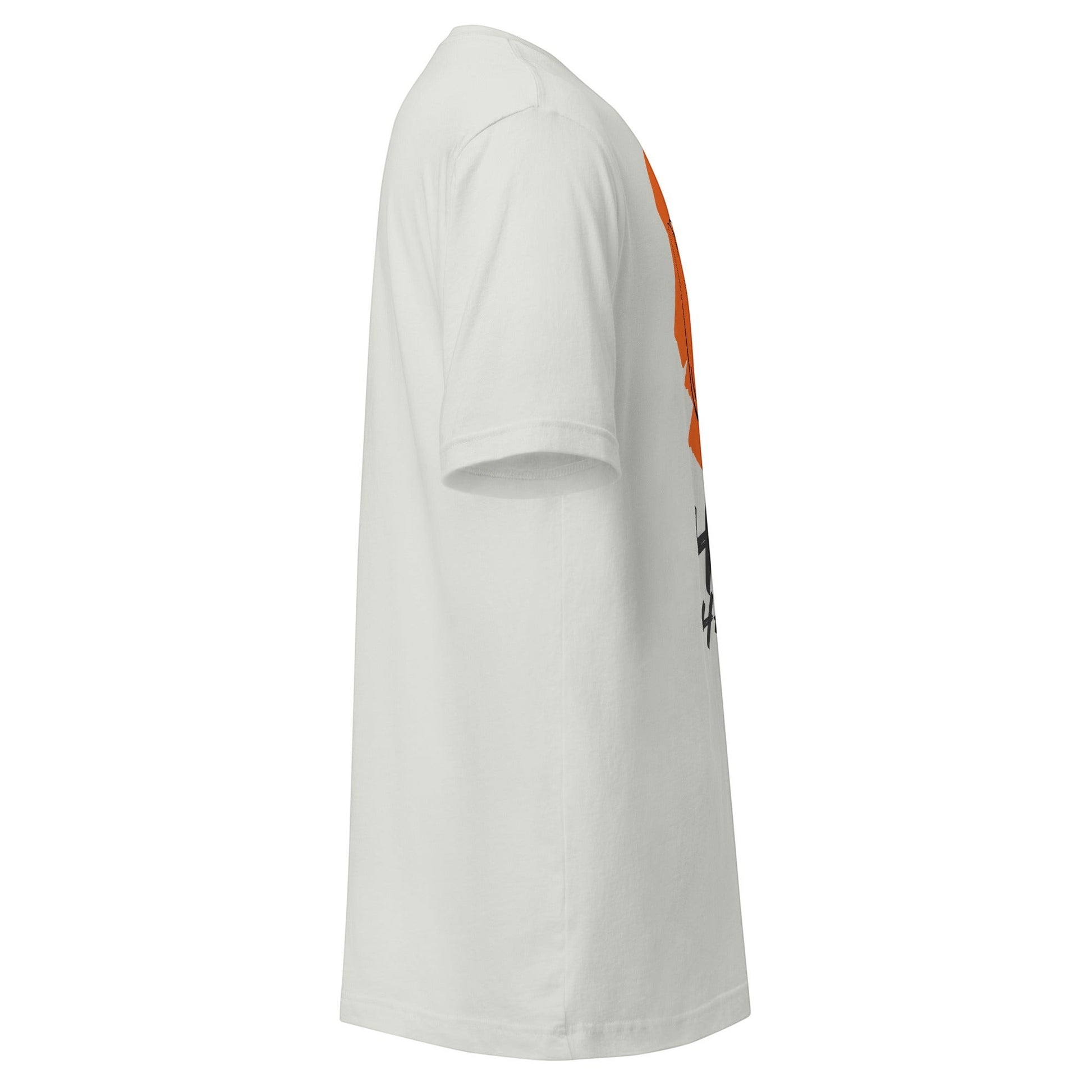 Clothing By Hot Takes Designs white cotton t-shirt with a side view of a vintage distressed jack-o'-lantern graphic