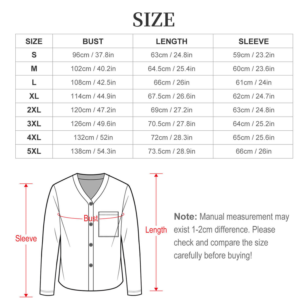 Clothing By Hot Takes Designs size chart for sage green ombre plaid pajama set with V-neck top measurements