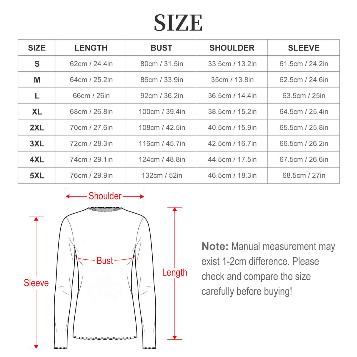 Clothing By Hot Takes Designs size chart for high neck mesh top showing measurements for length, bust, and sleeves.
