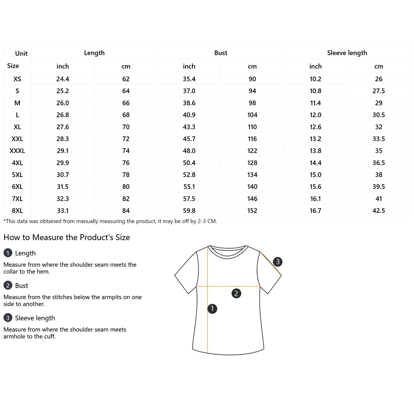 Clothing By Hot Takes Designs size chart for raglan t-shirt showing length, bust, and sleeve measurements in cm and in