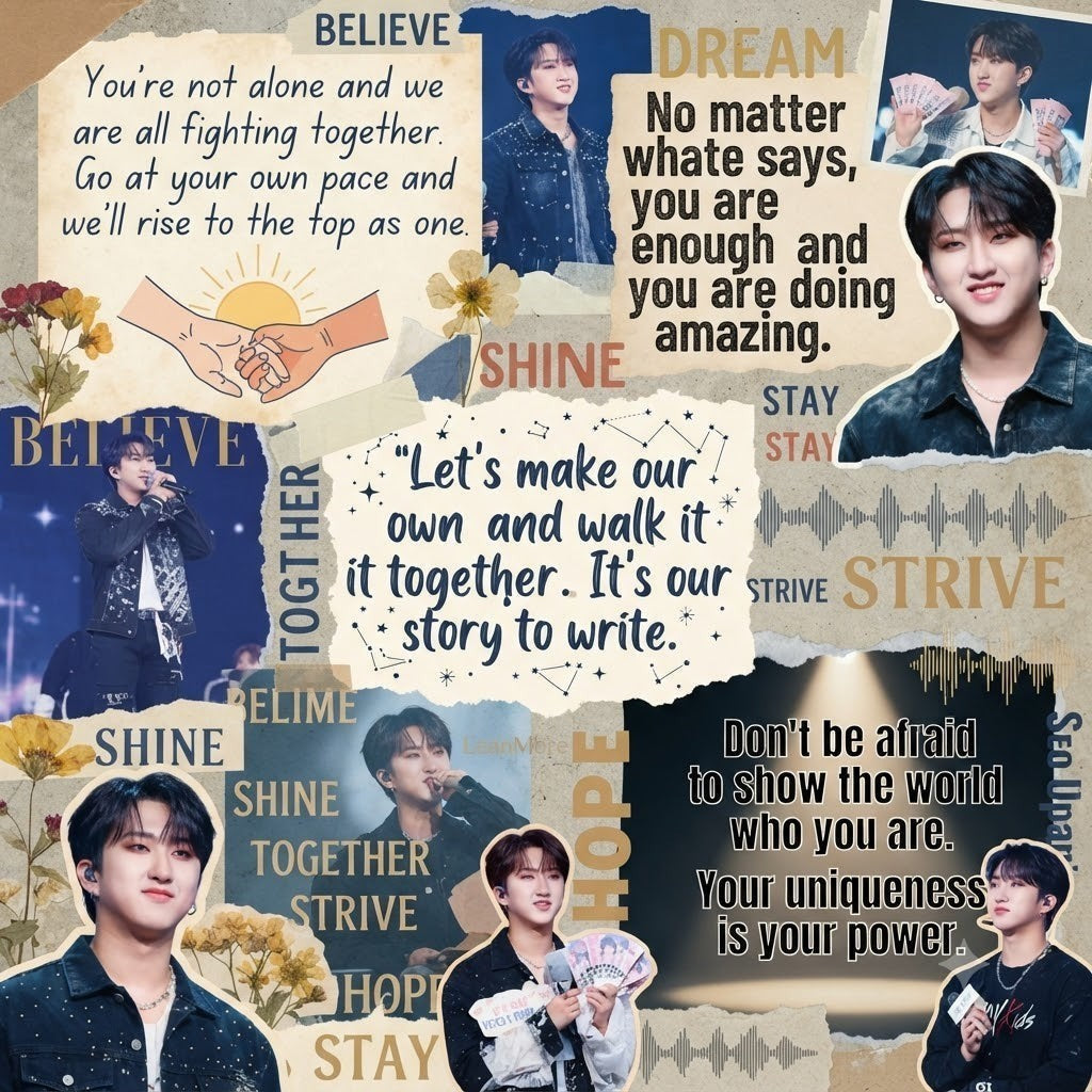 Clothing By Hot Takes Designs Stay Motivated SKZ hoodie featuring inspirational quotes and photos of Changbin