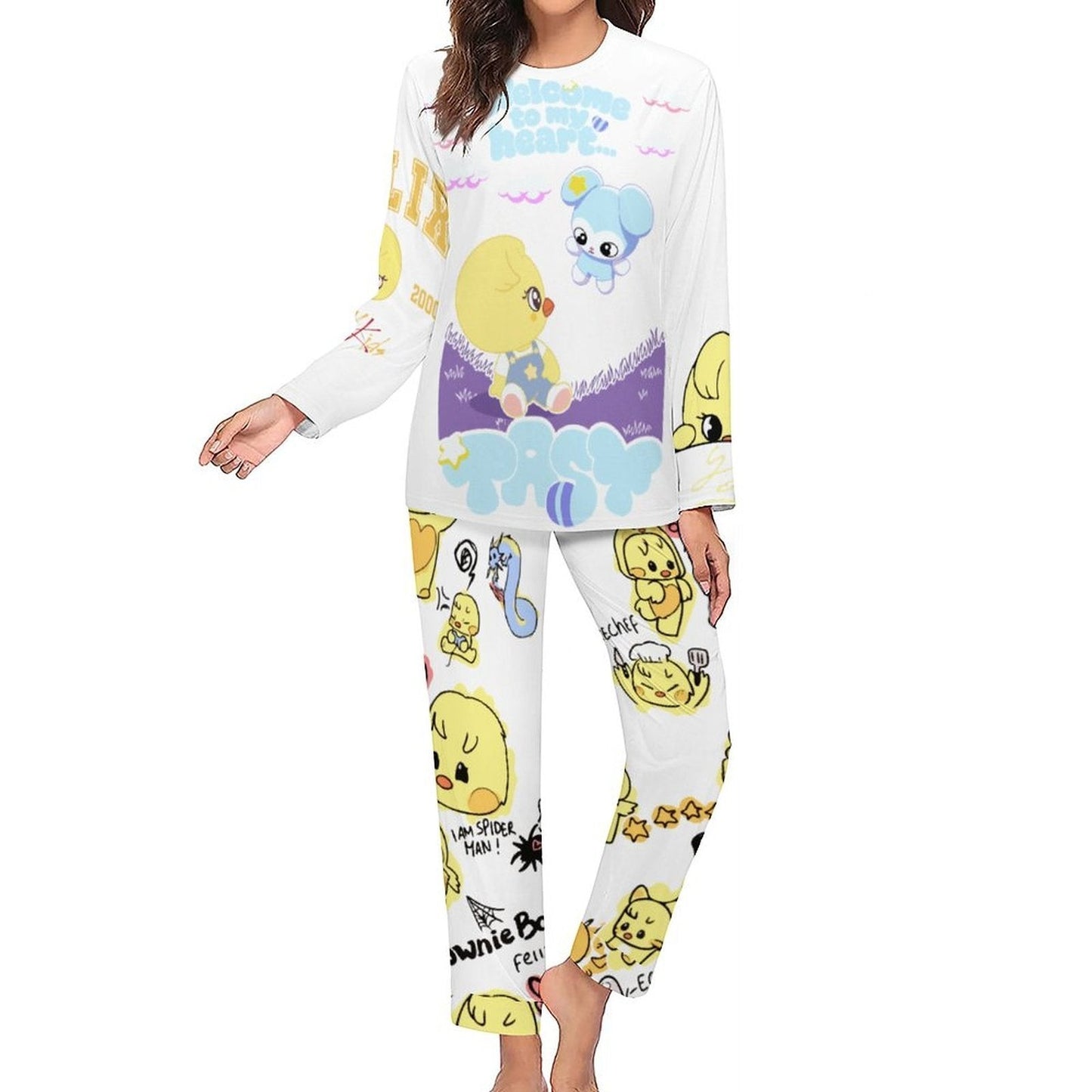 Clothing By Hot Takes Designs SKZOO BbokAri and TASY pajama set with long sleeves and all-over character print