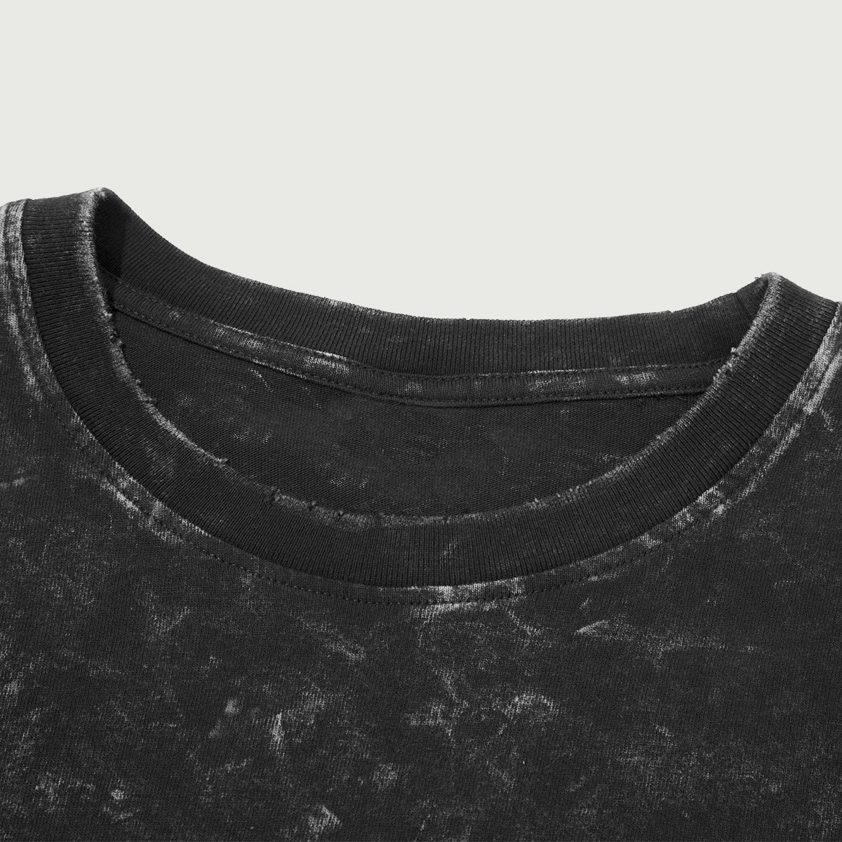 Clothing By Hot Takes Designs black vintage washed heavyweight cotton t-shirt with a distressed ribbed collar