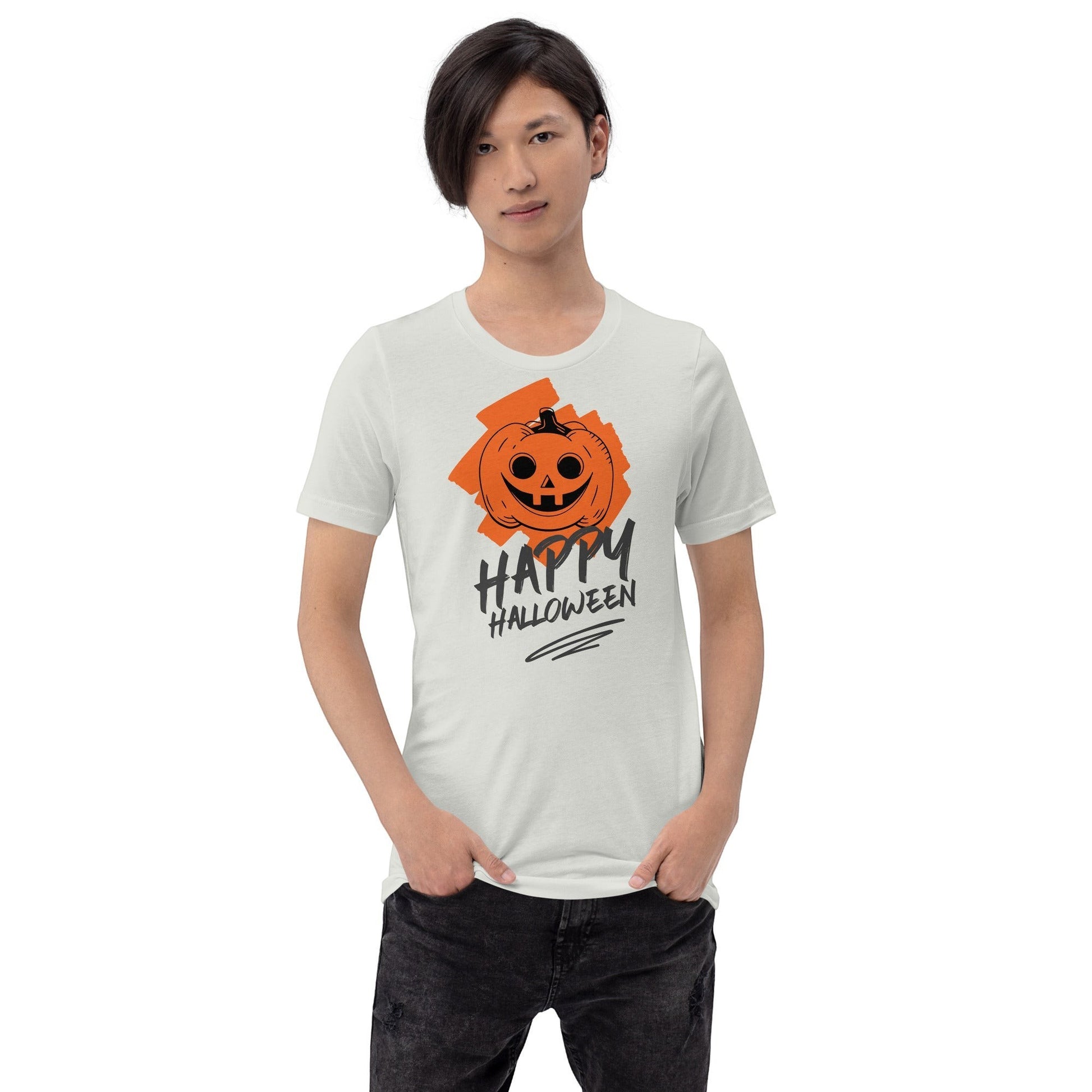 Clothing By Hot Takes Designs vintage style white cotton t-shirt featuring a distressed orange jack-o'-lantern graphic