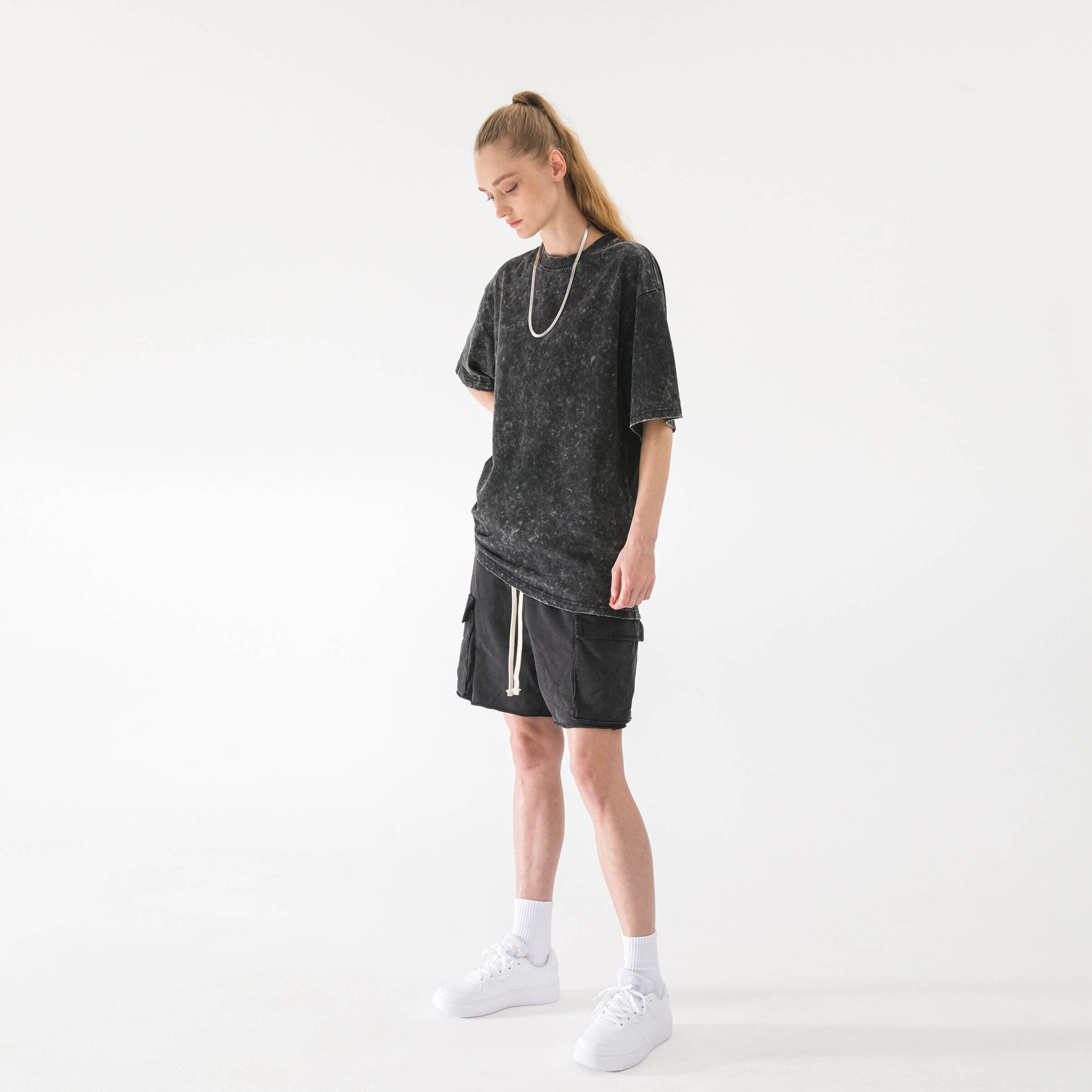 Clothing By Hot Takes Designs vintage oversized black heavyweight cotton tee with distressed hem and dropped shoulders