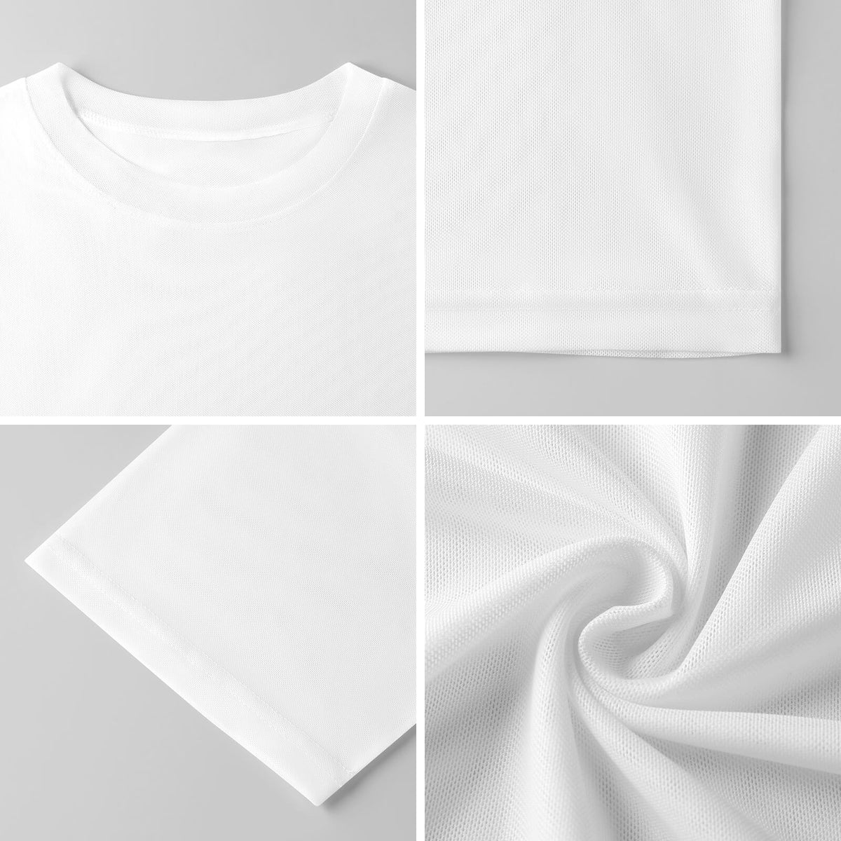 Clothing By Hot Takes Designs white sheer mesh fabric detail showing lightweight breathable texture and crewneck