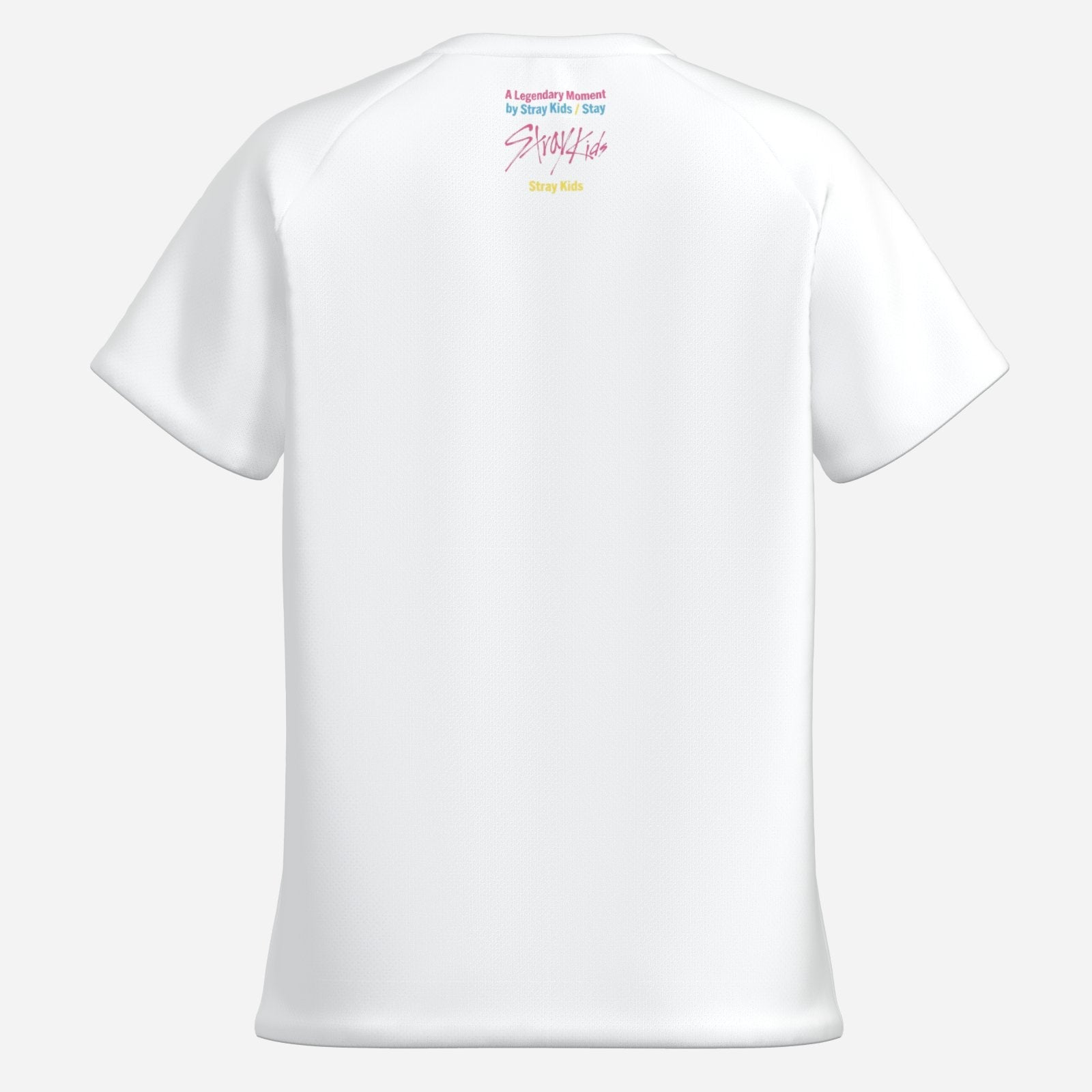 Clothing By Hot Takes Designs white mesh raglan t-shirt with Stray Kids logo graphic on the back