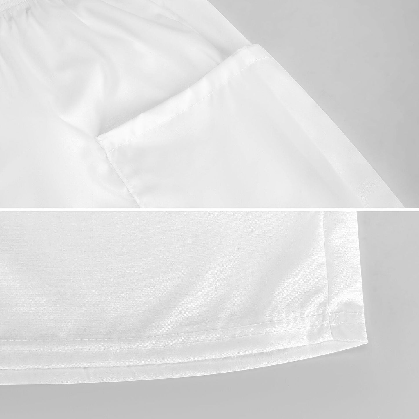 Clothing By Hot Takes Designs white nylon-linen blend wide-leg pants featuring deep side pockets and hem detail.