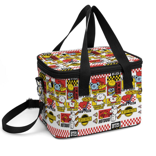 BT21 Inspired Portable Cooler Bag – Insulated Lunch Box & Picnic Travel Tote