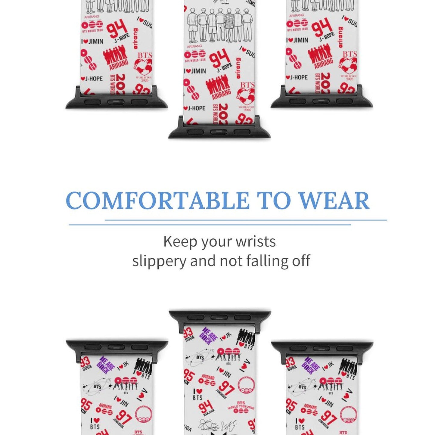 BTS Hooligan Style Silicone Apple Watch Band | Edgy K-Pop Streetwear Watch Strap for ARMY
