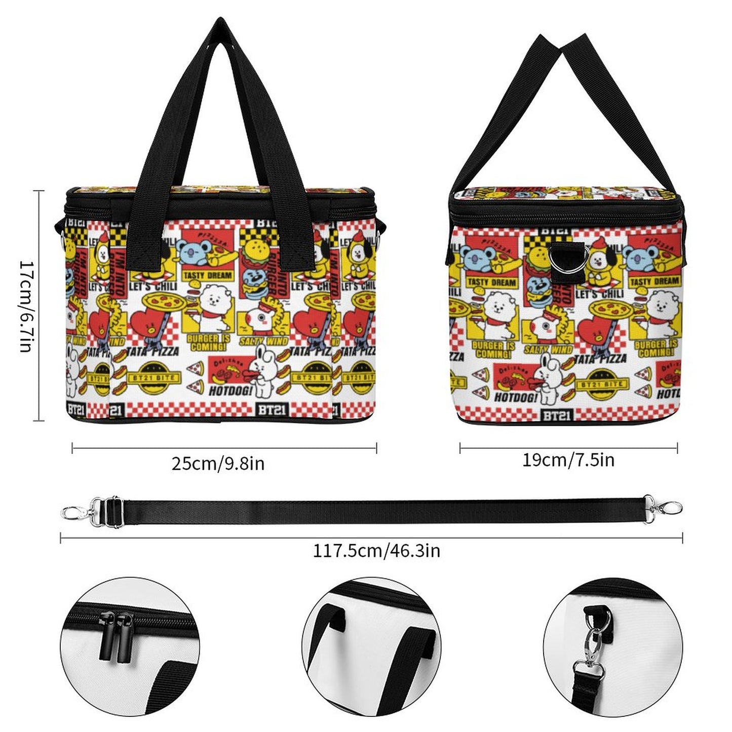 BT21 Inspired Portable Cooler Bag – Insulated Lunch Box & Picnic Travel Tote
