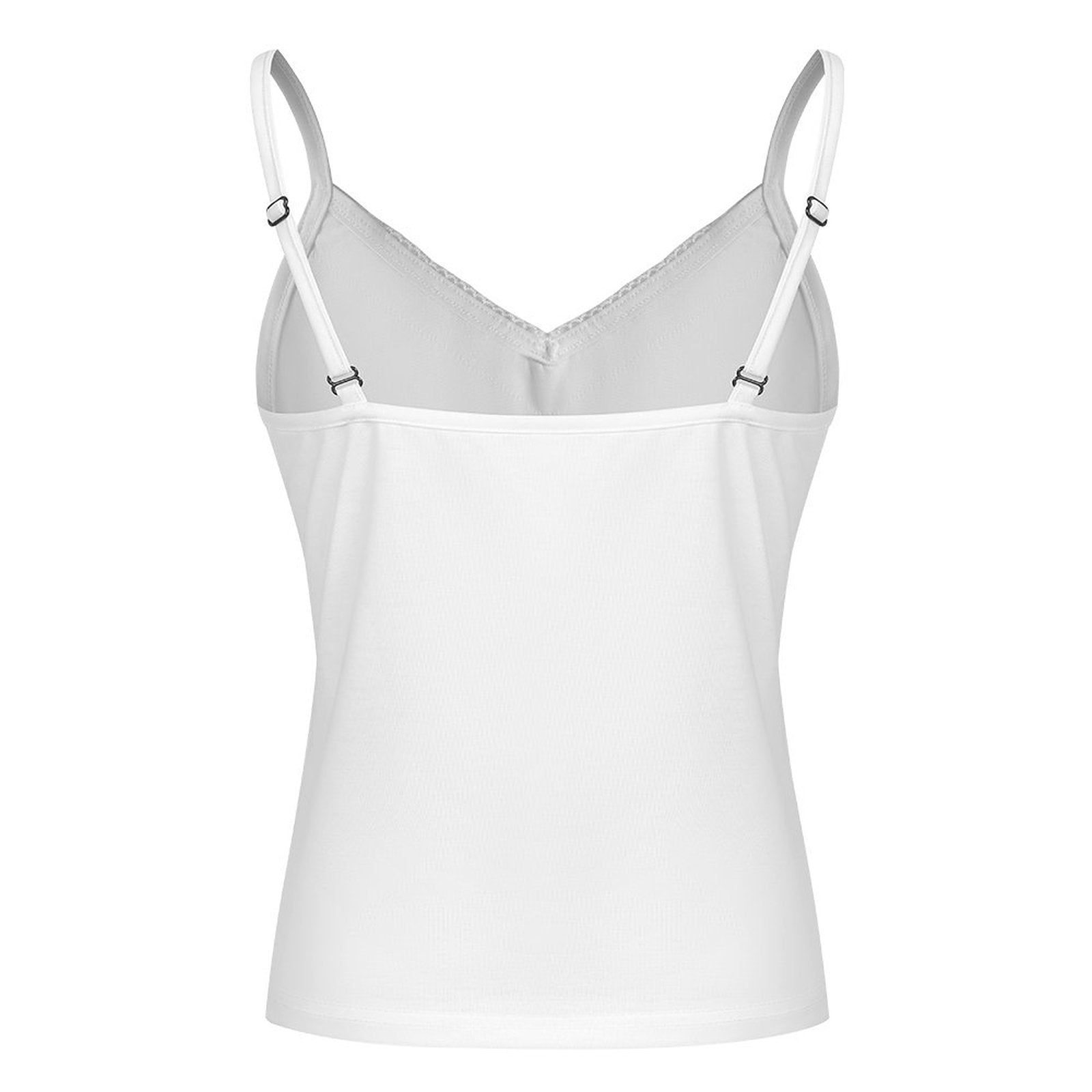 White camisole with thin straps on a white background