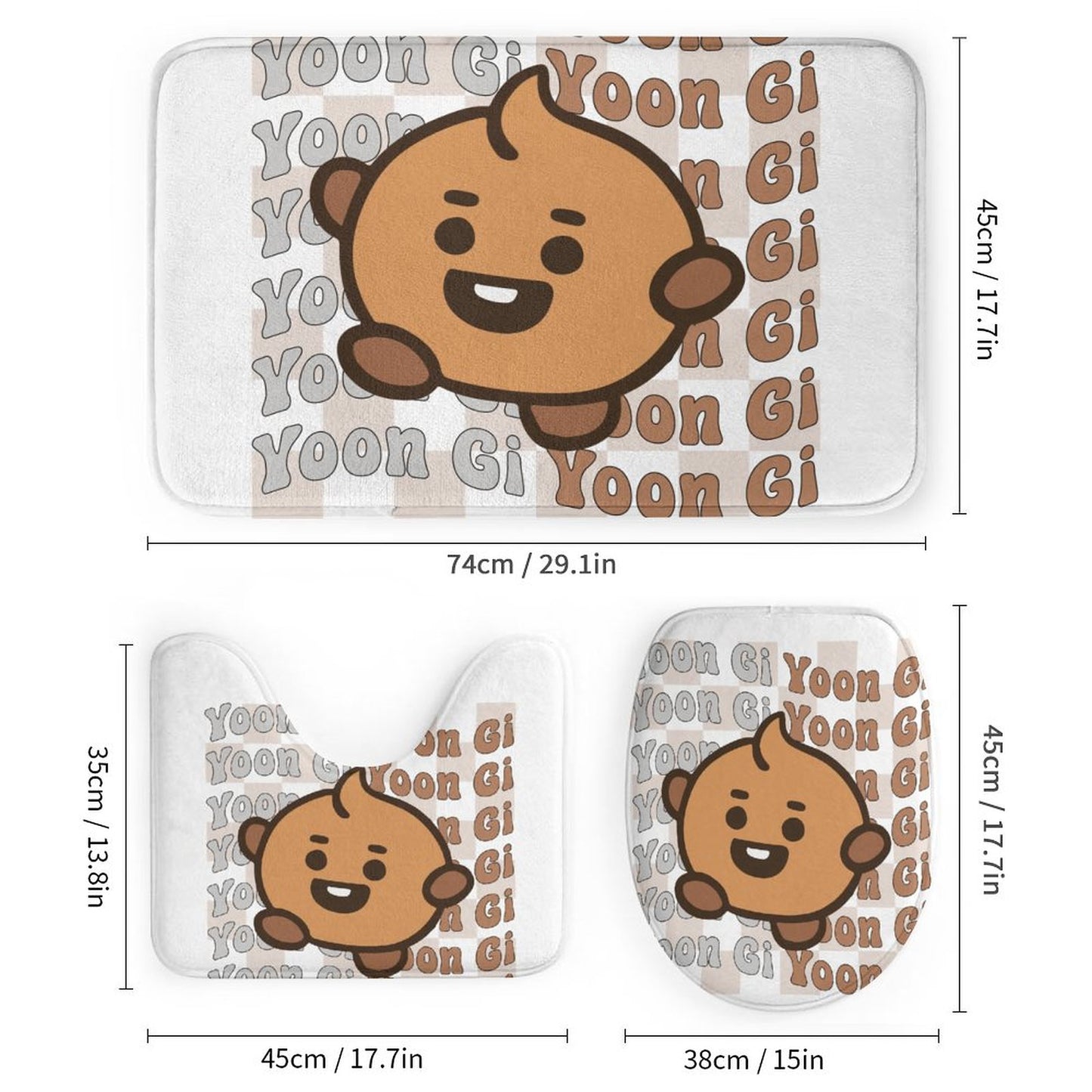 BT21 Shooky Suga Bathroom 4-Piece Set | K-Pop Fan Home Decor Gift