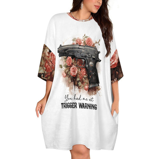 You Had Me at Trigger Warning Flannel Nightdress | Funny Cozy Sleepwear Gift
