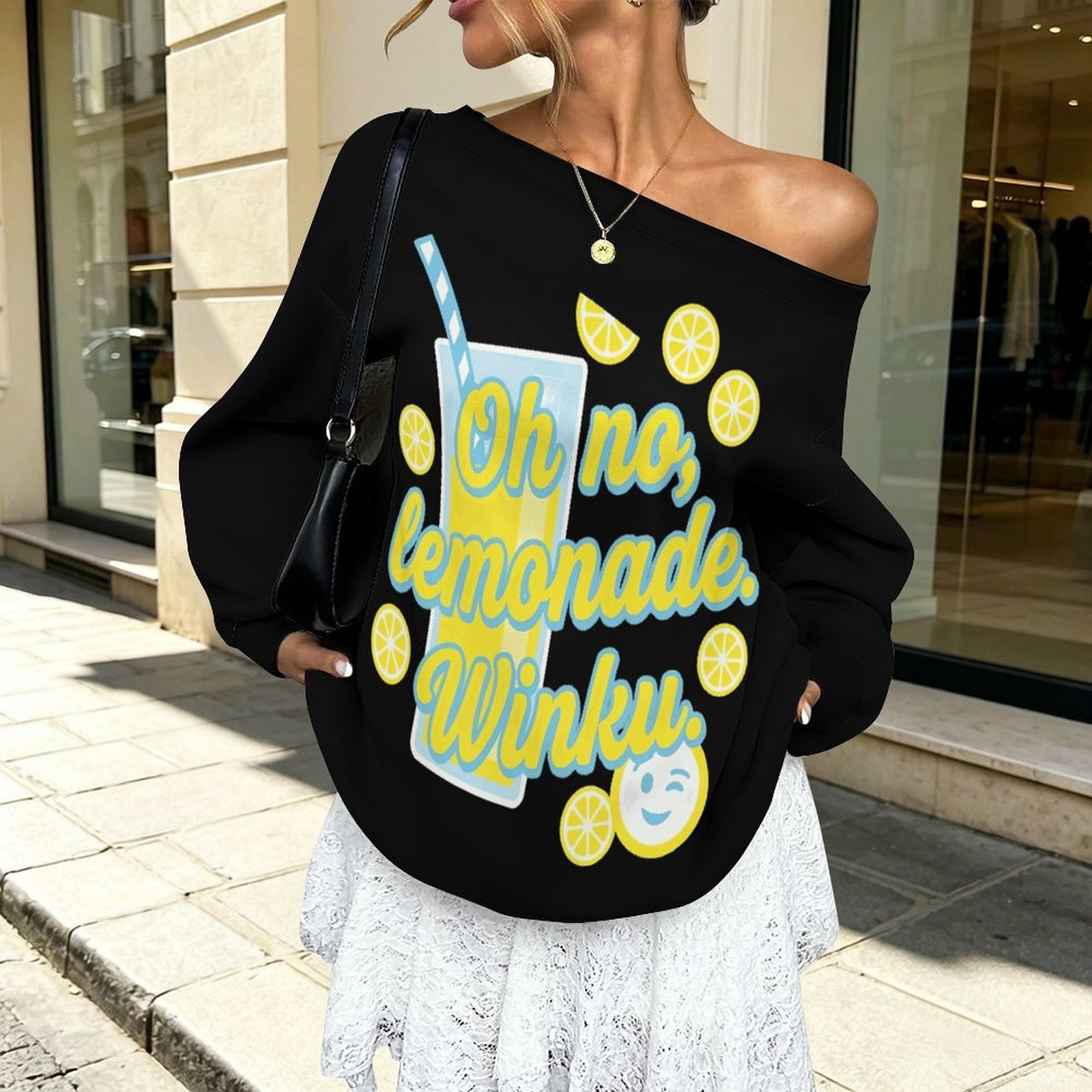 230gsm Off Shoulder Hoodie(All-Over Printing) — detail close-up