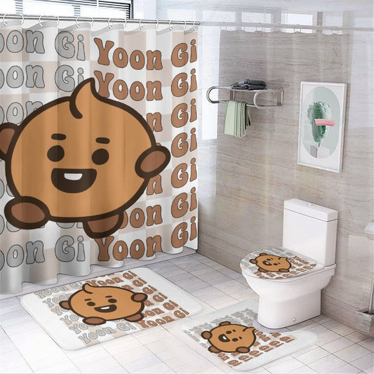 BT21 Shooky Suga Bathroom 4-Piece Set | K-Pop Fan Home Decor Gift