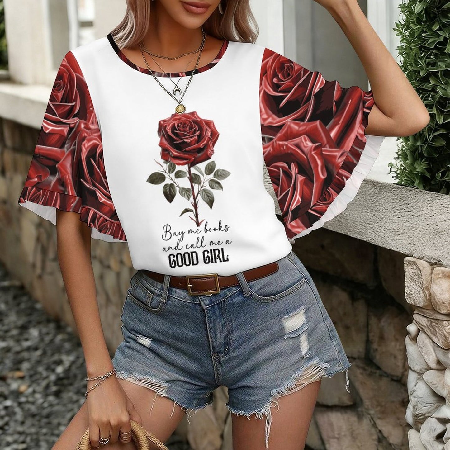 Buy Me All the Books Flared Sleeve T-Shirt | BookTok Inspired Bookish Gift