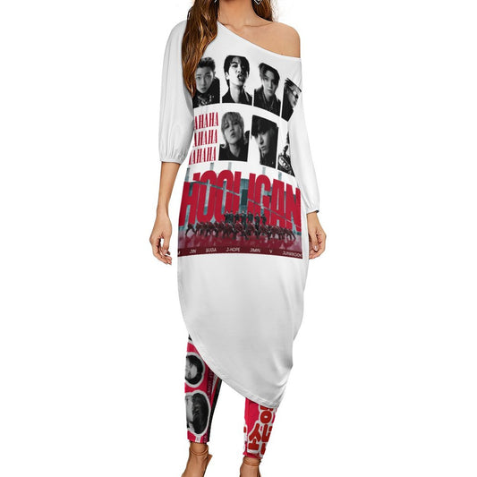 BTS Hooligan One-Shoulder Lounge Set | All-Over Print Two-Piece S-5XL