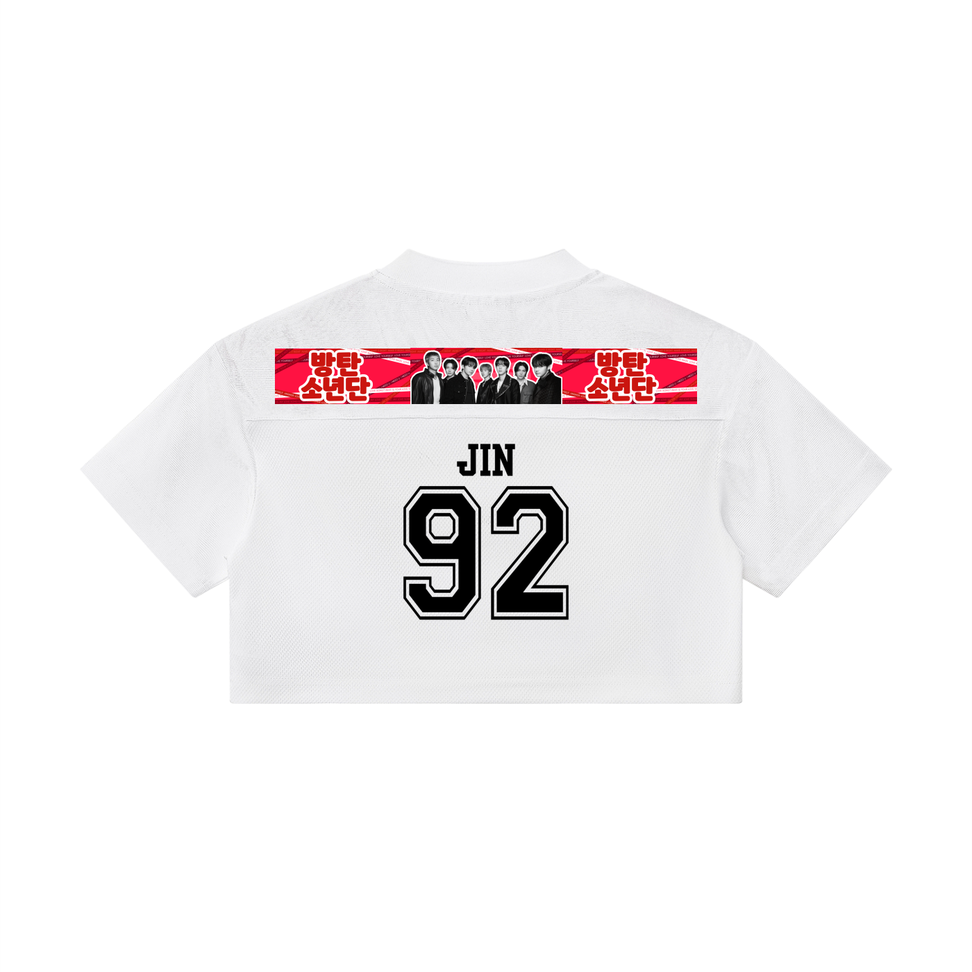 Seokjin BTS crop top jersey sporty K-pop concert outfit
