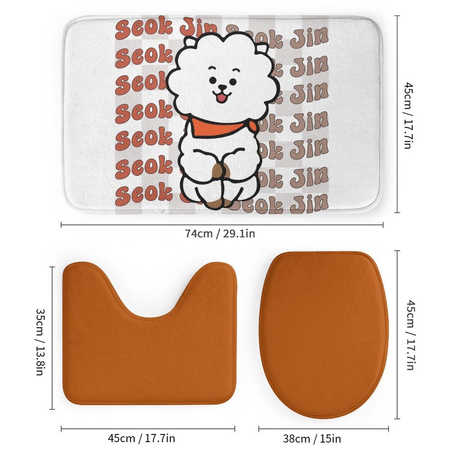 BTS Jin BT21 Bathroom 4-Piece Set | K-Pop Fan Home Decor Gift