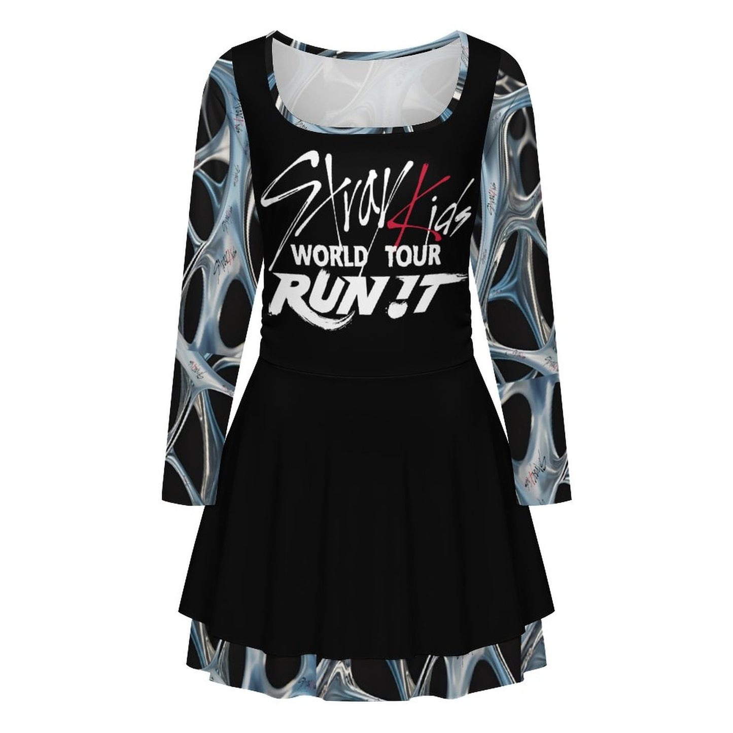 200gsm Women’s Square Neckline Ruffle Dress(All-Over Printing)