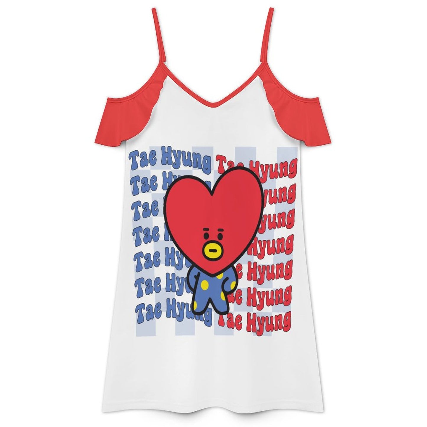 BT21 Tata V Taehyung Ruffle Spaghetti Strap Dress | K-Pop Fan Merch