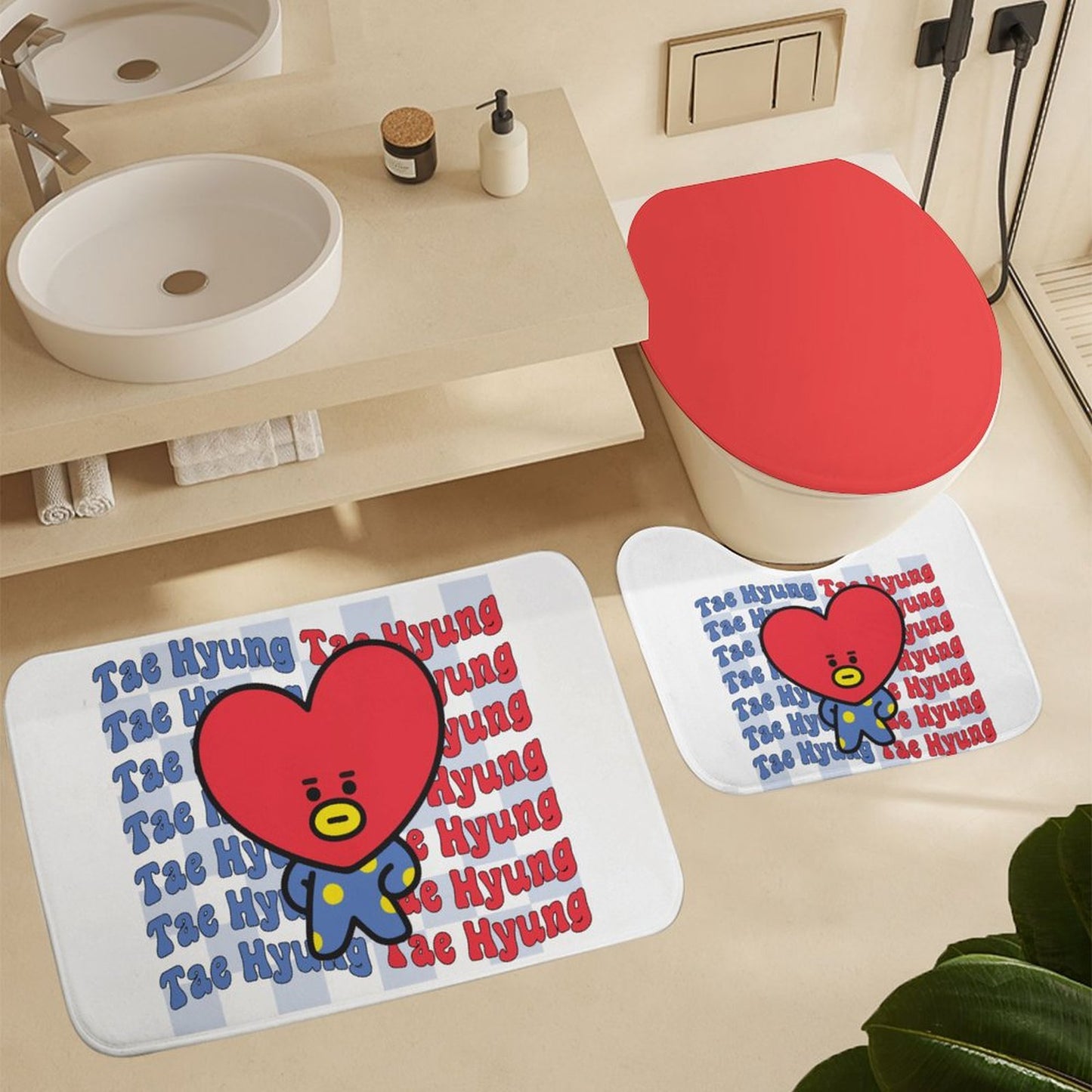 BT21 Tata V Taehyung Bathroom 4-Piece Set | K-Pop Fan Home Decor Gift