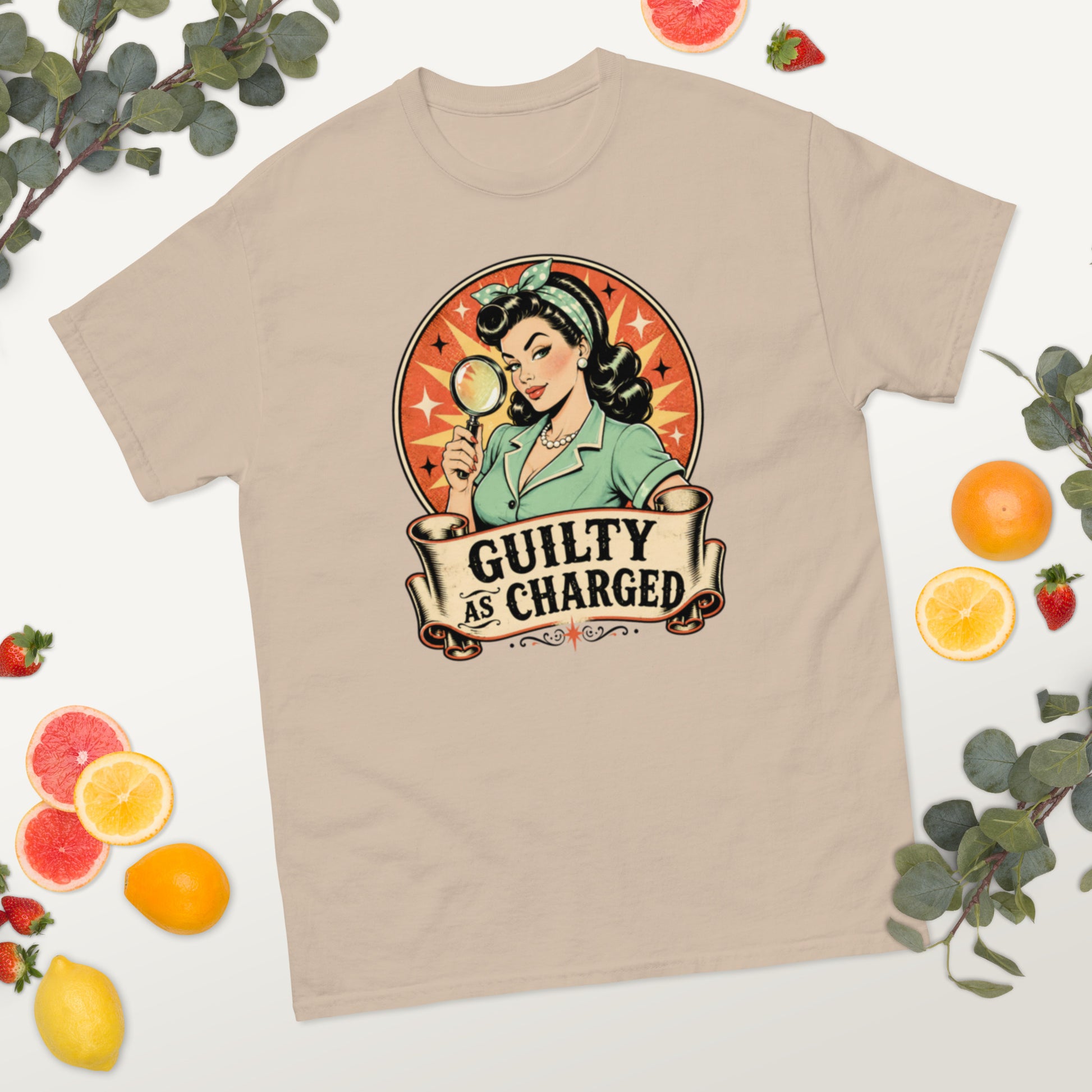 "Guilty As Charged" Graphic T-Shirt | Sarcastic Humor Unisex Classic Tee — alternate angle