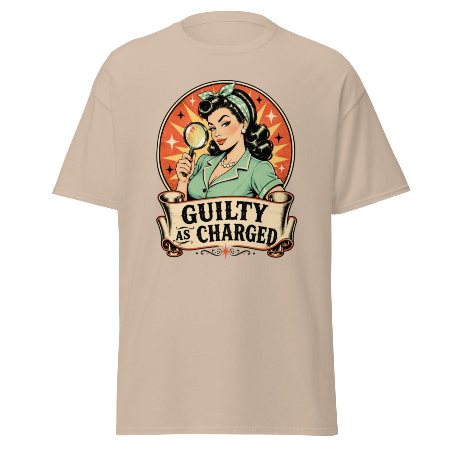 "Guilty As Charged" Graphic T-Shirt | Sarcastic Humor Unisex Classic Tee — front view