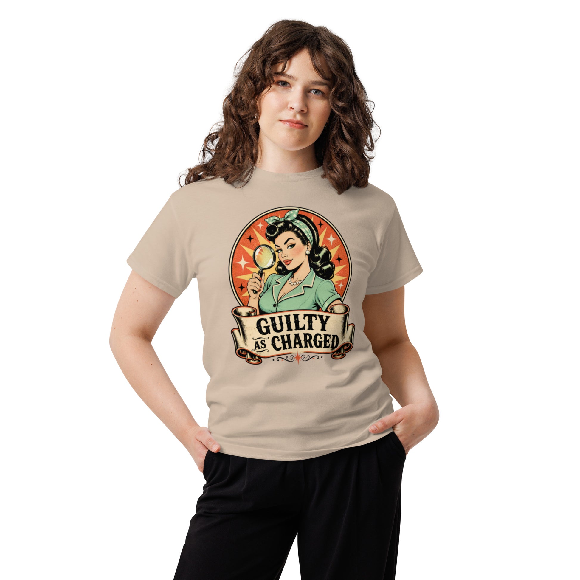 "Guilty As Charged" Graphic T-Shirt | Sarcastic Humor Unisex Classic Tee — packaging