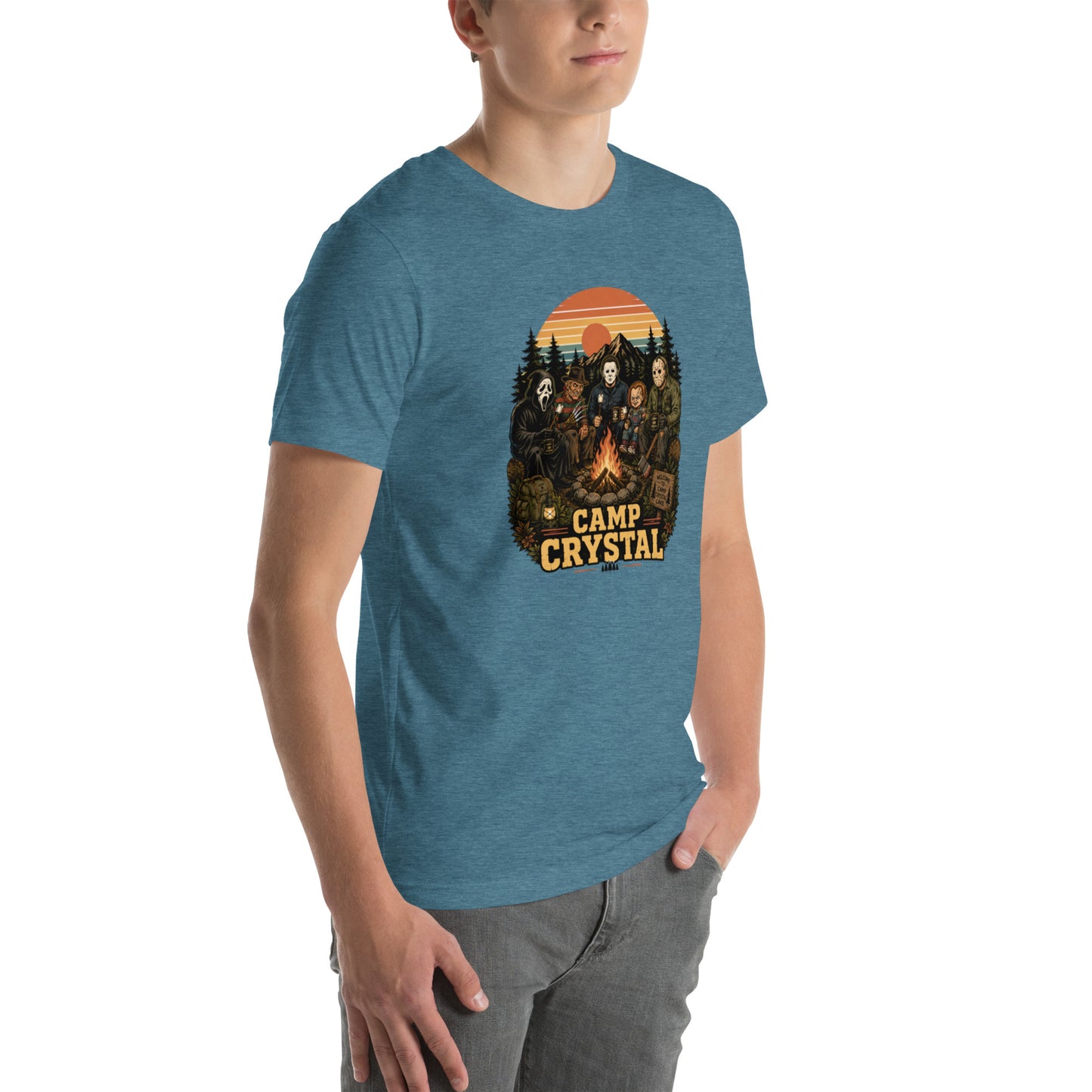 Camp Crystal Lake Slasher Tee — Retro 80s Horror Movie Shirt | Cult Classic Camp — packaging