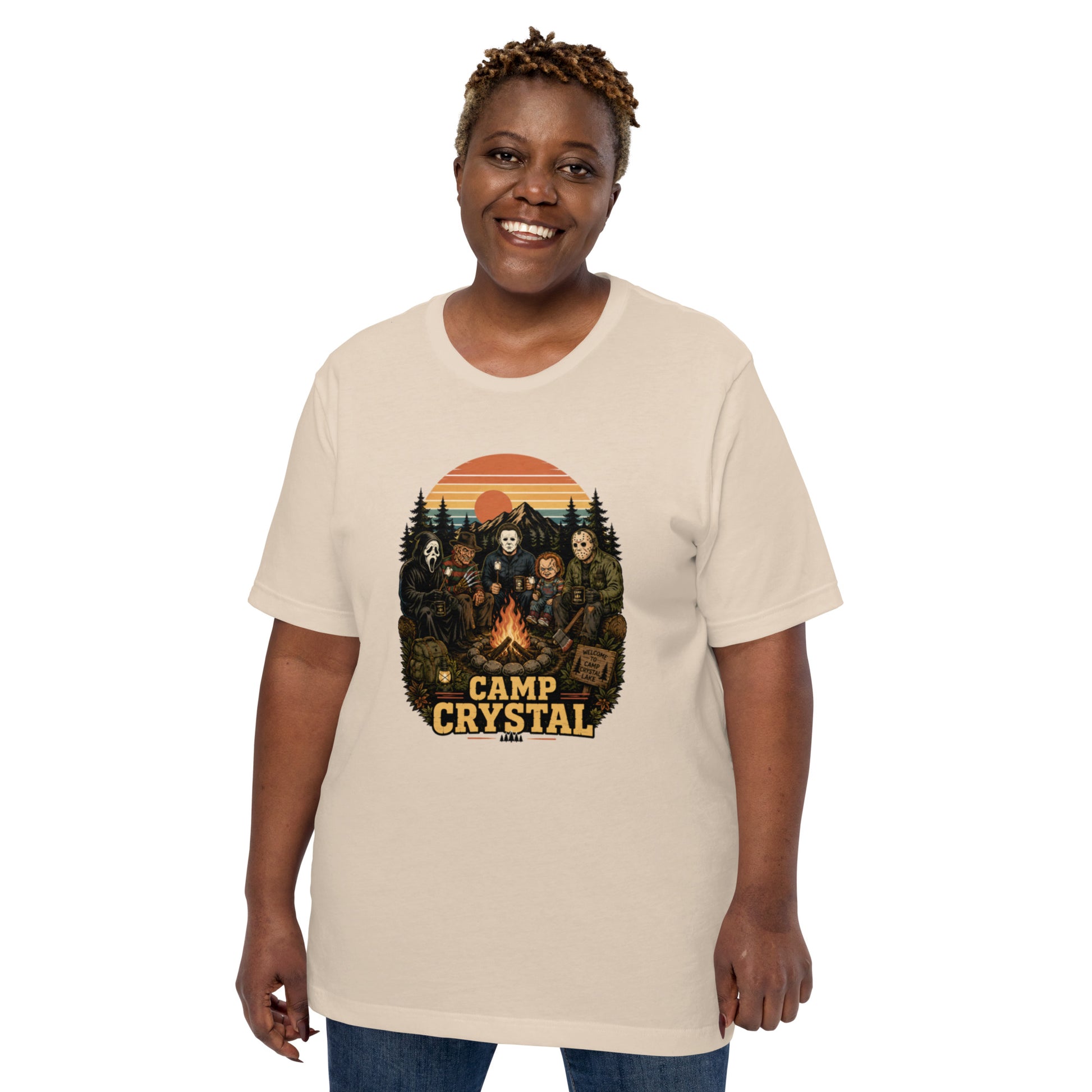 Camp Crystal Lake Slasher Tee — Retro 80s Horror Movie Shirt | Cult Classic Camp — color variant